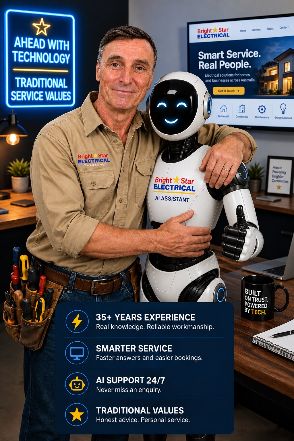 Bright Star Electrical combines experienced traditional service with modern AI technology